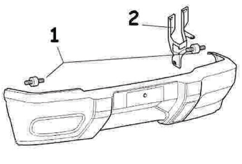 drawing of bolts, side brackets and bumper for Discovery Series II